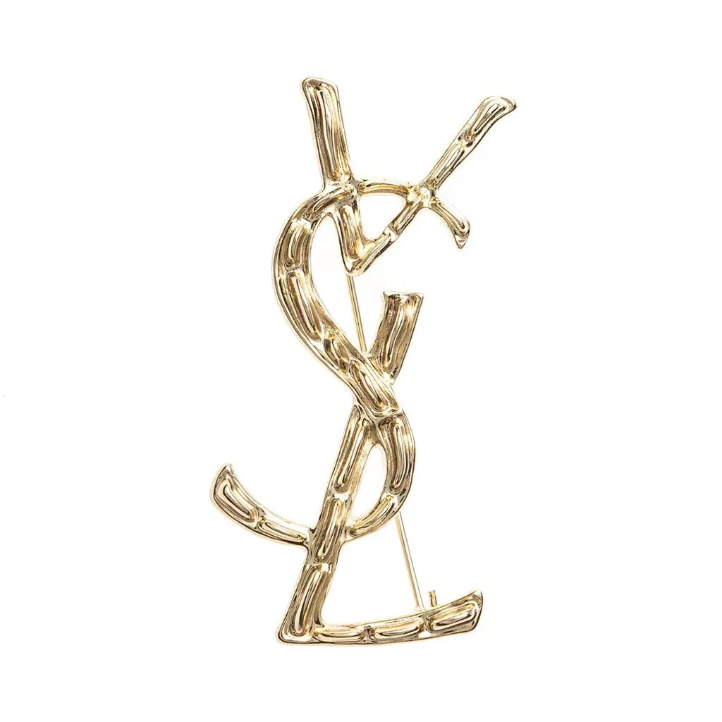 Creative Vintage Metal VSL Letter Brooches For Women Men Clothing Suit Trendy Luxury Brooch Pin Fashion Jewelry Accessories Gift