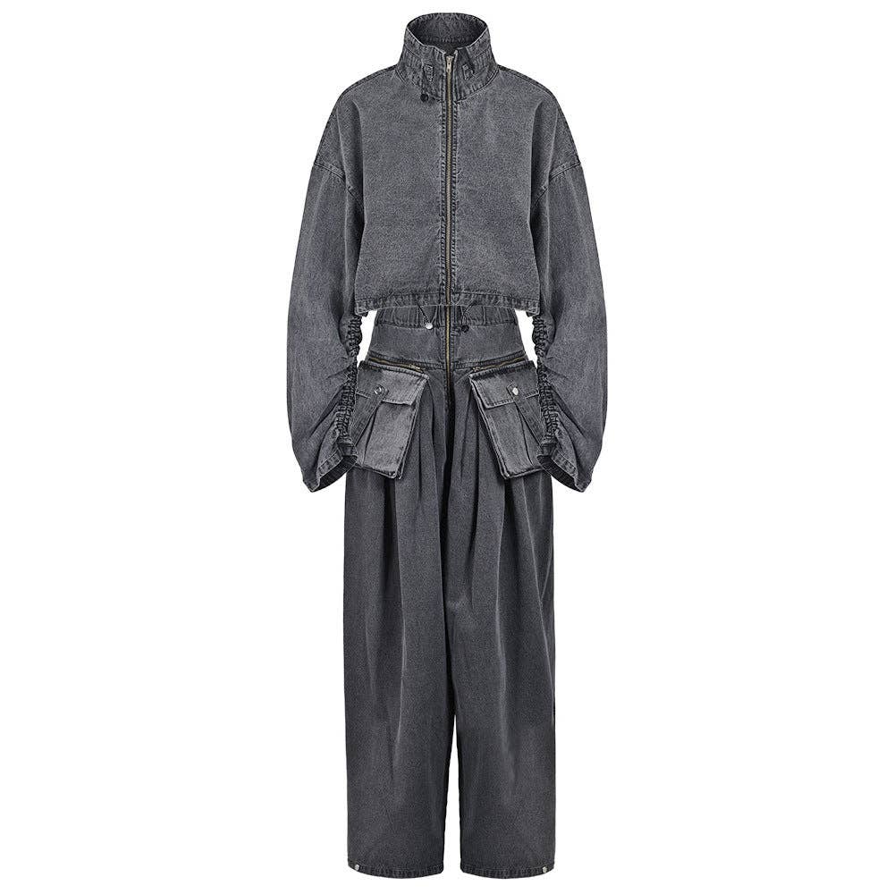 MB FASHION DENIM TWO PIECE SET STREETWEAR 2 PCS SET