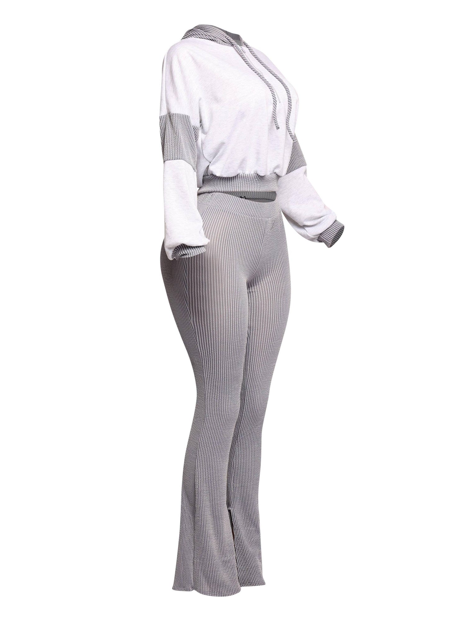 Color block hoodie & flare pants set