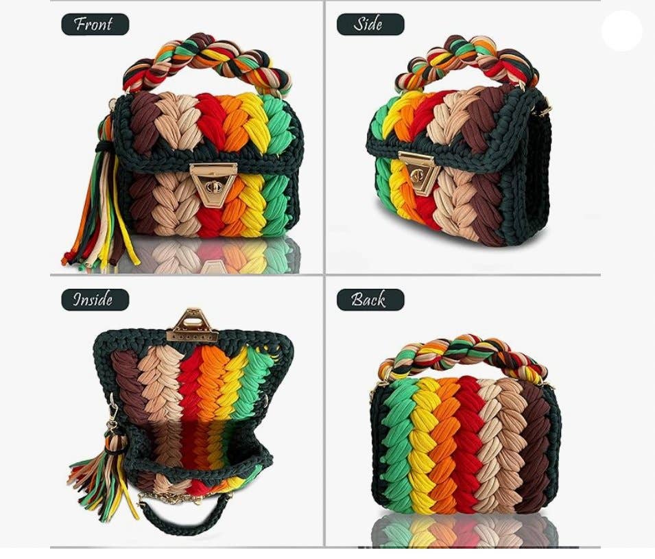 CHQEL Evening Clutch Bag for Women, Handmade Crochet Wedding