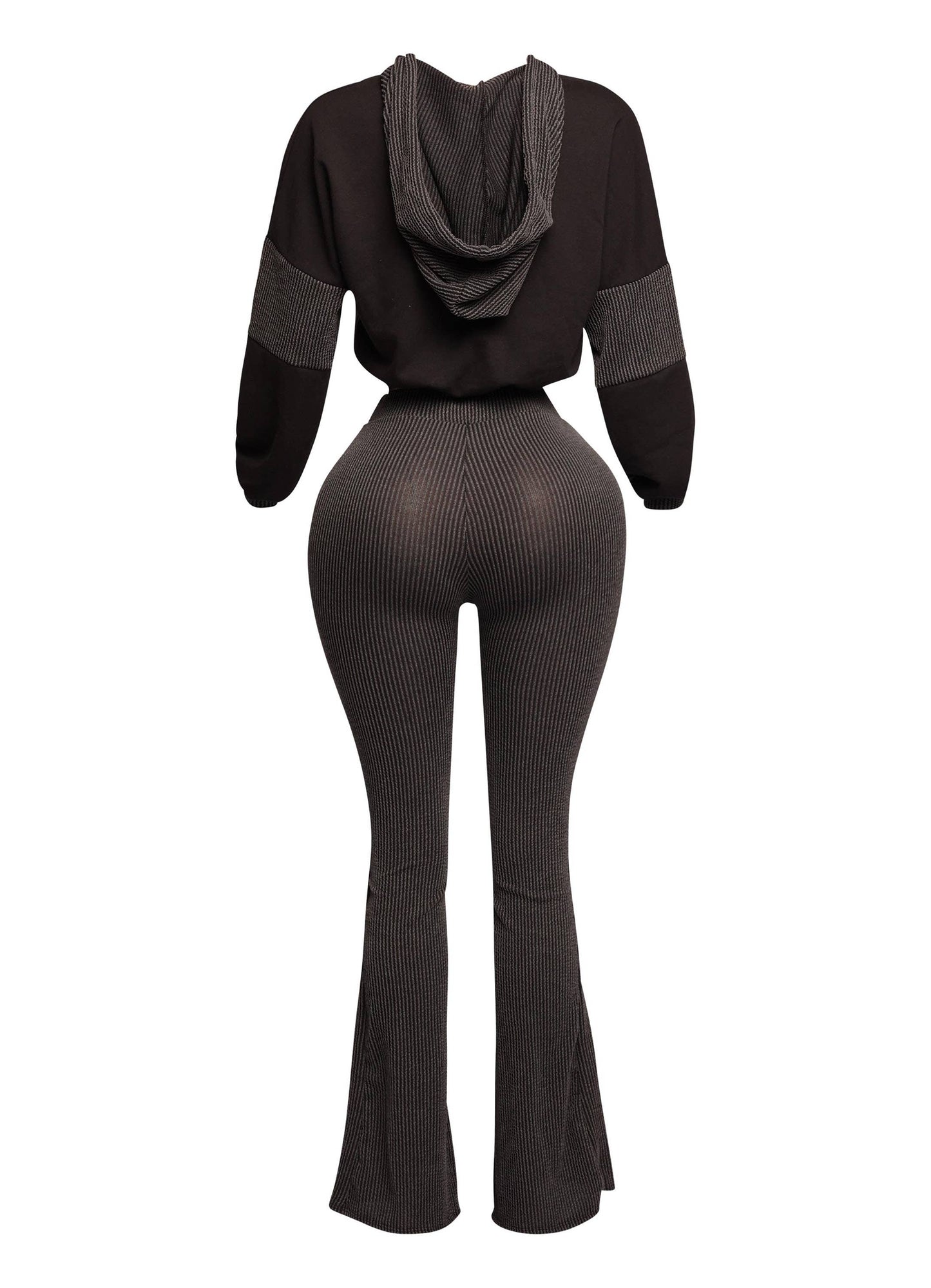 Color block hoodie & flare pants set