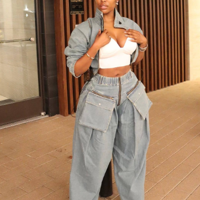 MB FASHION DENIM TWO PIECE SET STREETWEAR 2 PCS SET