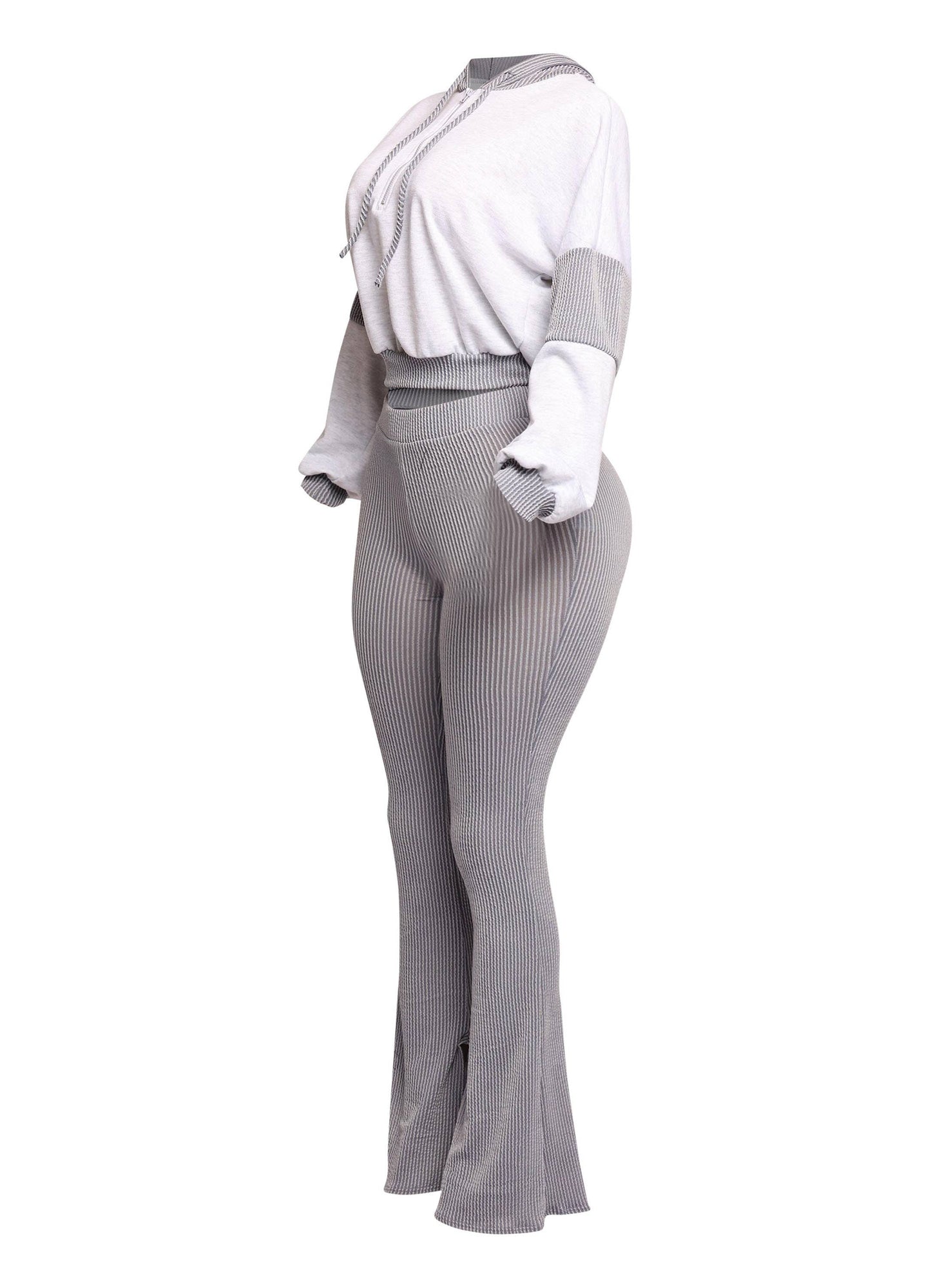 Color block hoodie & flare pants set