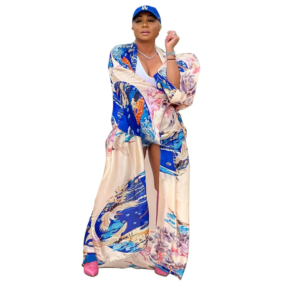 Fashion Japanese Kimono Traditional Women Long Cardigan Blouse Shirt Kimono Female Dress African Dresses for Women
