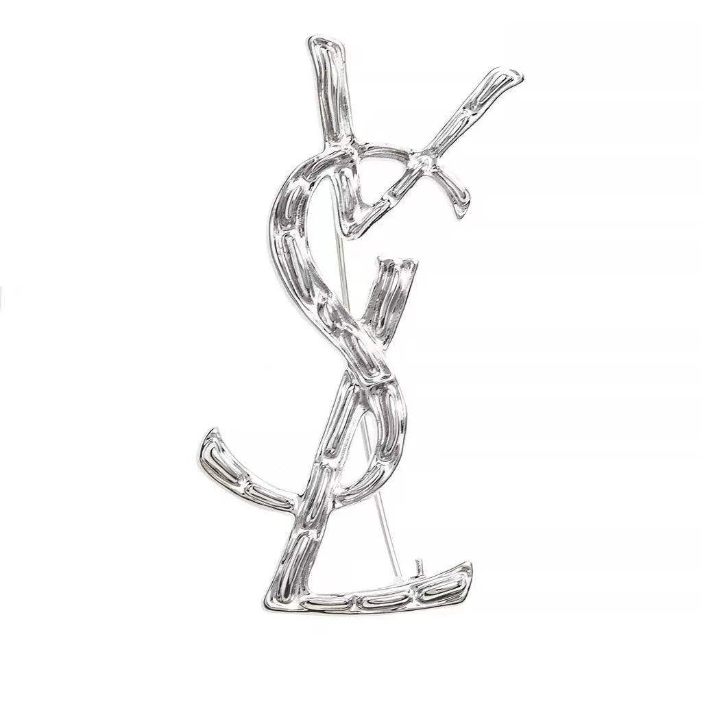 Creative Vintage Metal VSL Letter Brooches For Women Men Clothing Suit Trendy Luxury Brooch Pin Fashion Jewelry Accessories Gift