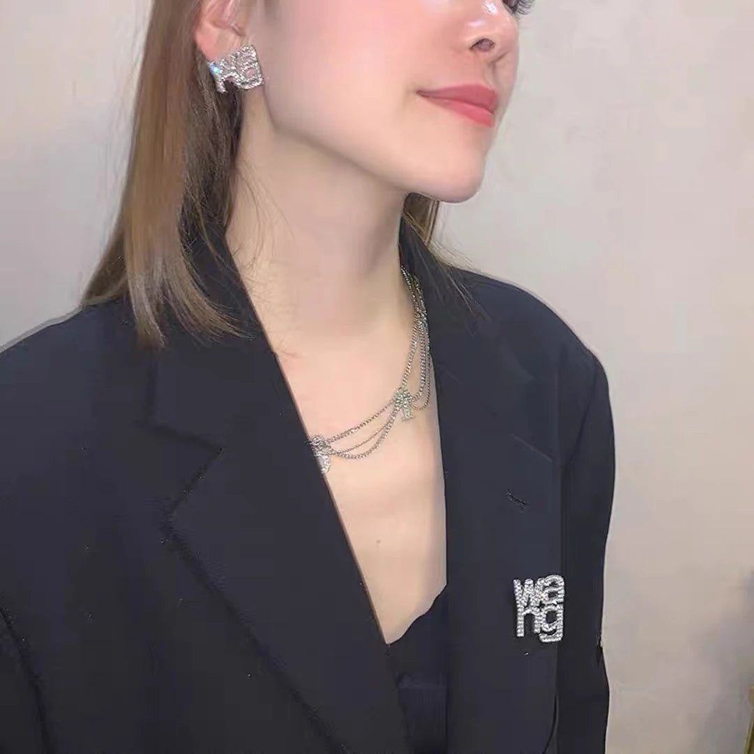 Trendy women temperament fashionable full rhinestone super flash irregular letter brooch suit corsage