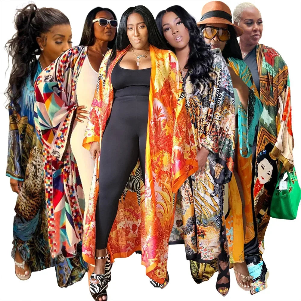 Fashion Japanese Kimono Traditional Women Long Cardigan Blouse Shirt Kimono Female Dress African Dresses for Women