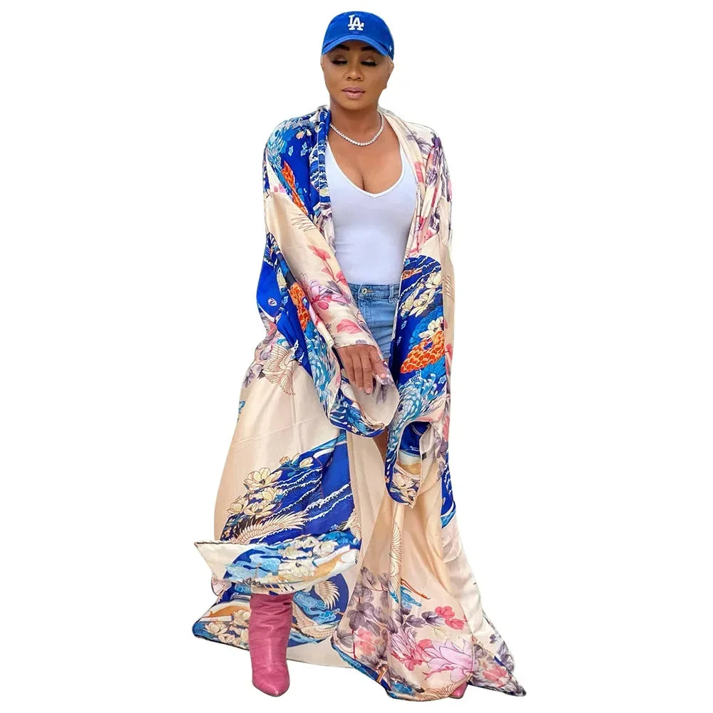 Fashion Japanese Kimono Traditional Women Long Cardigan Blouse Shirt Kimono Female Dress African Dresses for Women