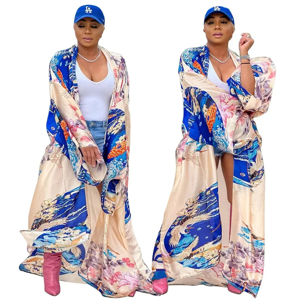 Fashion Japanese Kimono Traditional Women Long Cardigan Blouse Shirt Kimono Female Dress African Dresses for Women