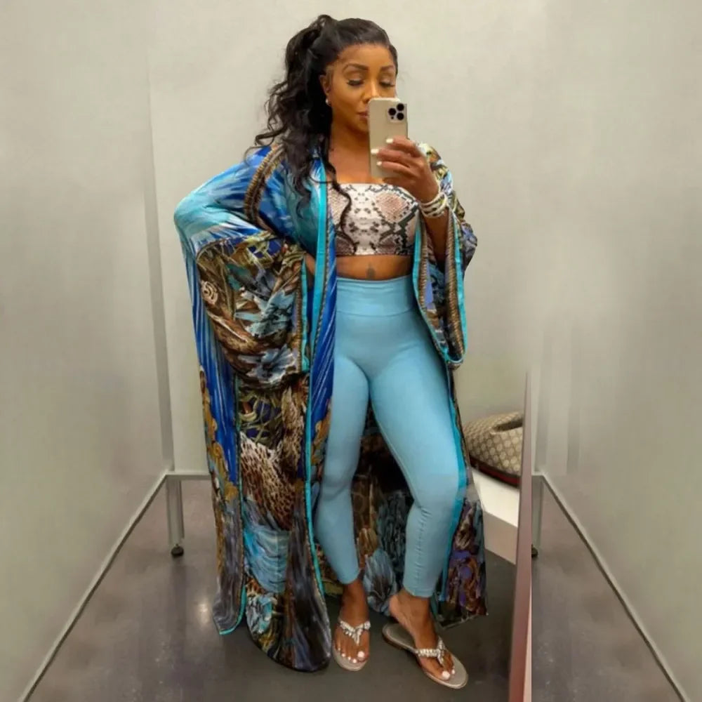 Fashion Japanese Kimono Traditional Women Long Cardigan Blouse Shirt Kimono Female Dress African Dresses for Women