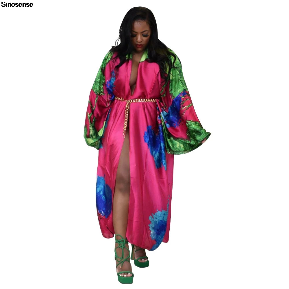 Women's Satin Open Front Cardigan Kimono Duster Sexy Beach Cover-Up Loose Long Flowy Maxi Kimonos Floral Print Summer Cardigan