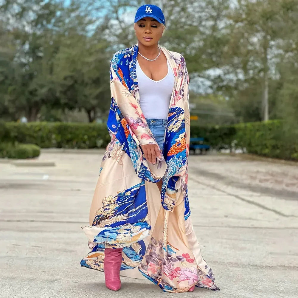 Fashion Japanese Kimono Traditional Women Long Cardigan Blouse Shirt Kimono Female Dress African Dresses for Women