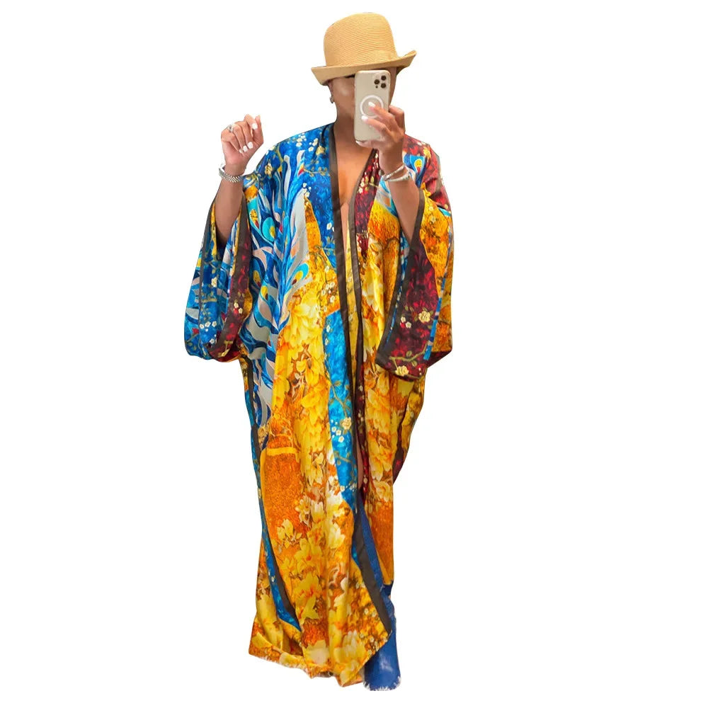 Fashion Japanese Kimono Traditional Women Long Cardigan Blouse Shirt Kimono Female Dress African Dresses for Women