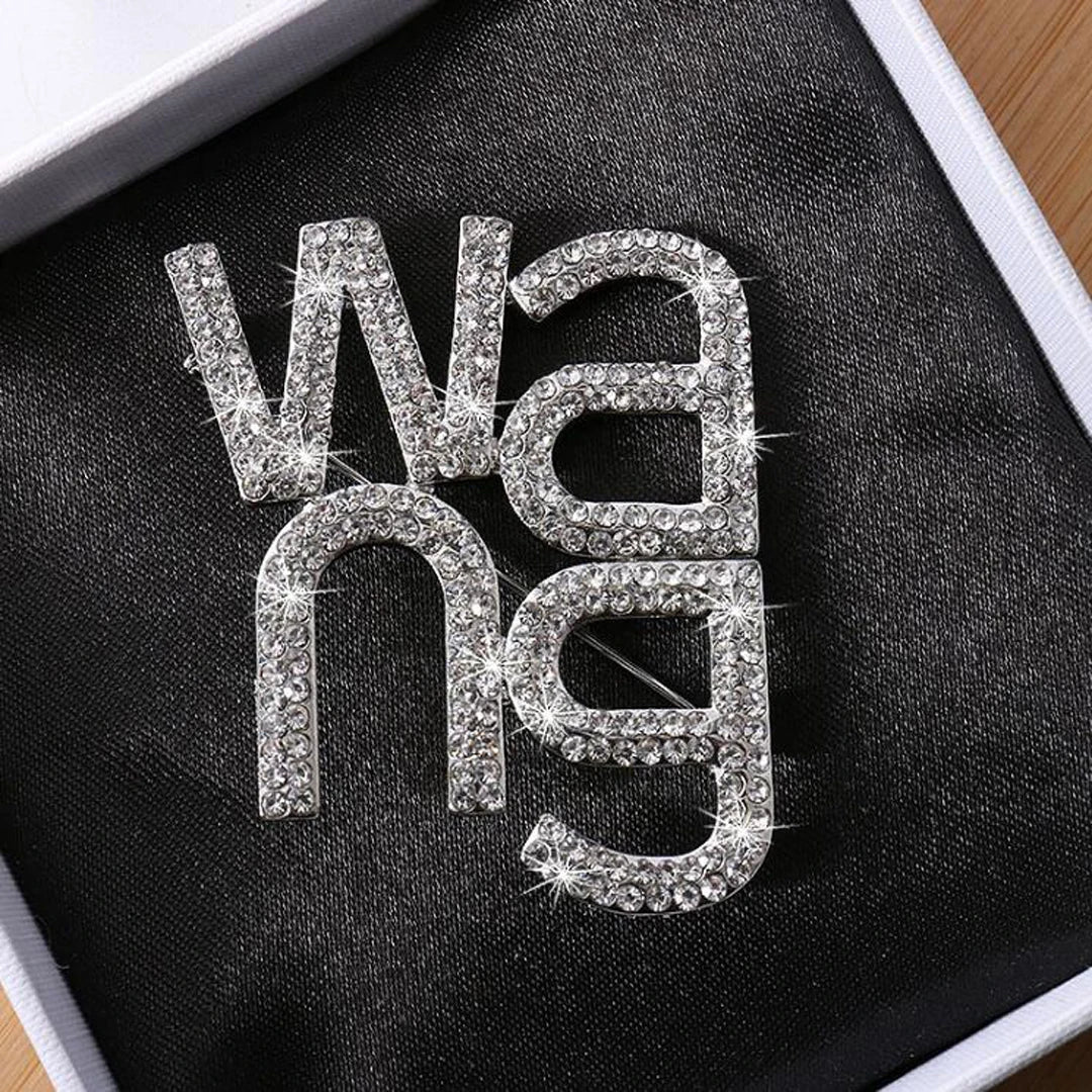 Trendy women temperament fashionable full rhinestone super flash irregular letter brooch suit corsage