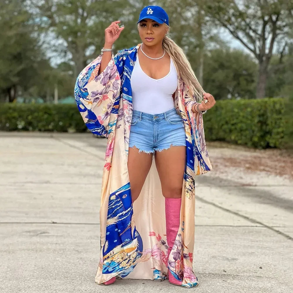 Fashion Japanese Kimono Traditional Women Long Cardigan Blouse Shirt Kimono Female Dress African Dresses for Women
