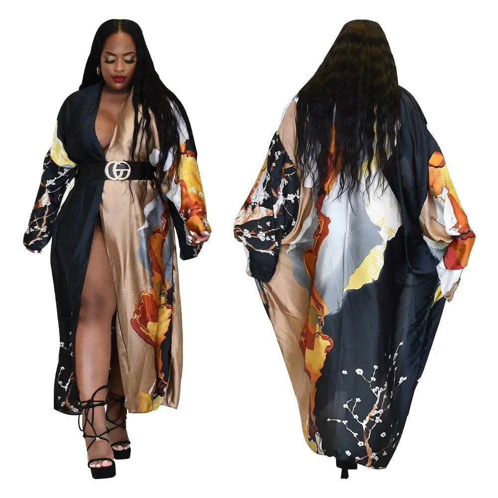 Fashion Japanese Kimono Traditional Women Long Cardigan Blouse Shirt Kimono Female Dress African Dresses for Women