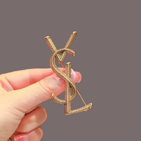 Creative Vintage Metal VSL Letter Brooches For Women Men Clothing Suit Trendy Luxury Brooch Pin Fashion Jewelry Accessories Gift