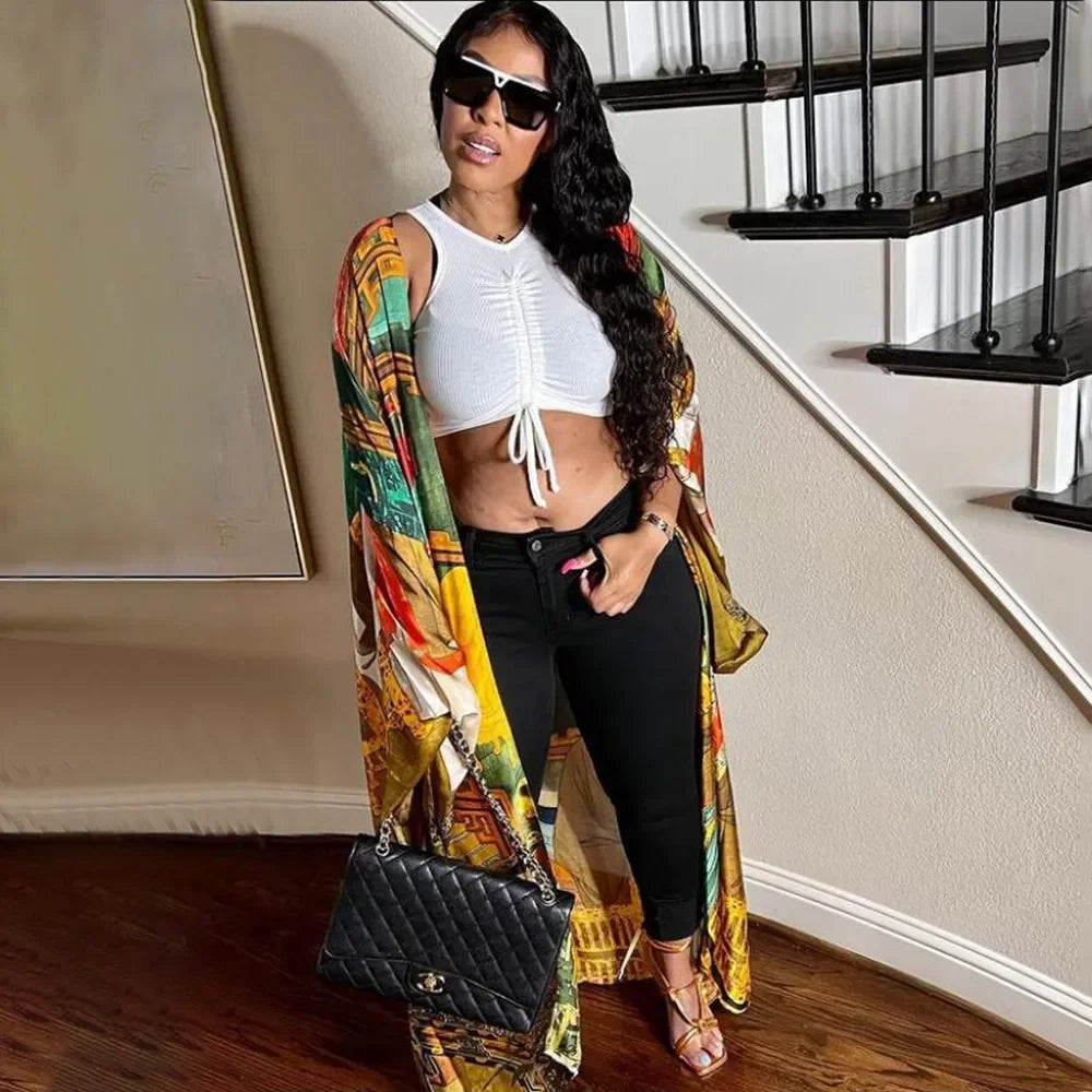 Fashion Japanese Kimono Traditional Women Long Cardigan Blouse Shirt Kimono Female Dress African Dresses for Women