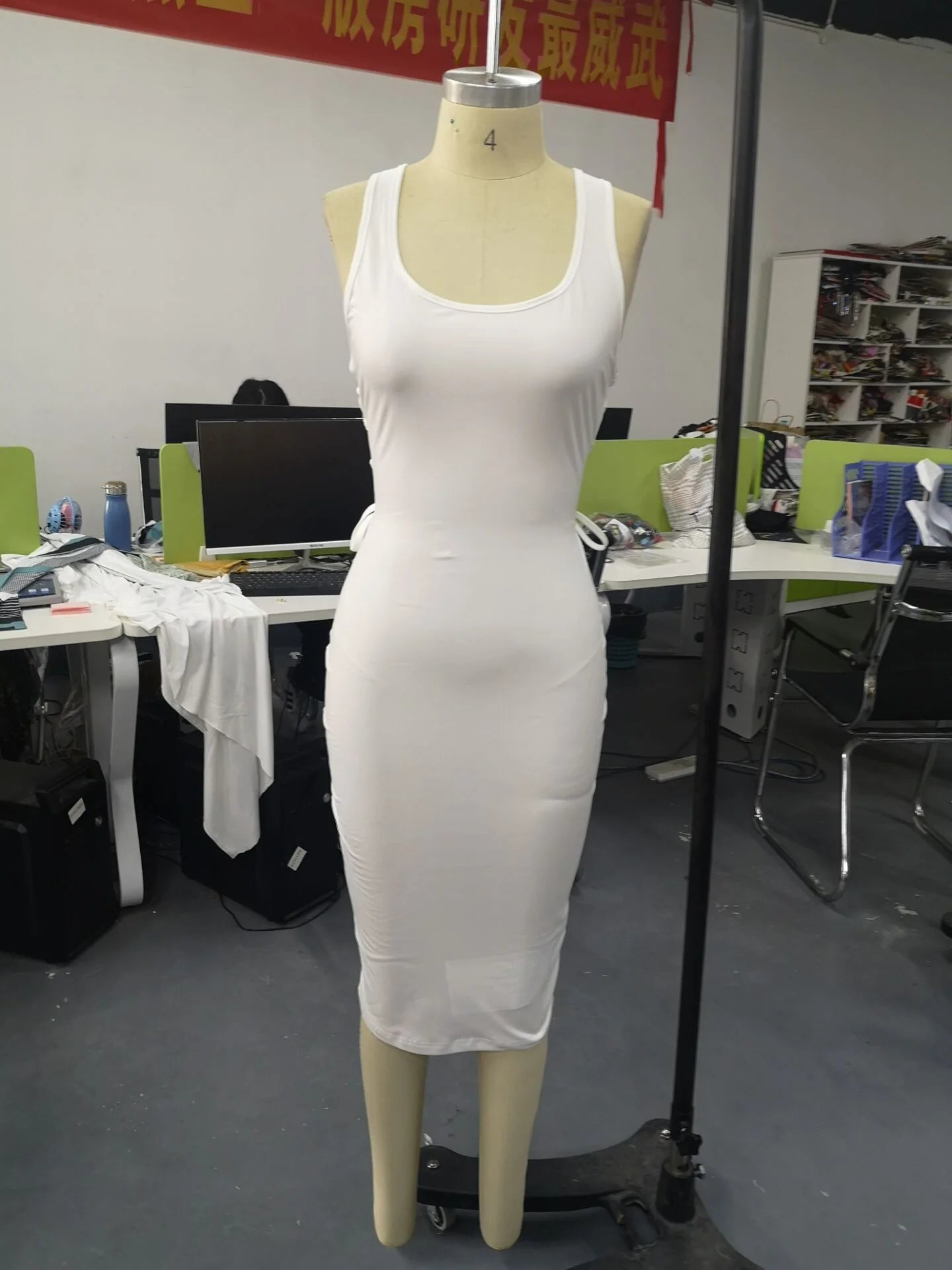 Women Sexy Cut Out Lace-Up Dress 2023 Summer Ladies Fashion Women's Zipper Design Sleeveless Midi Bodycon Lace-Up Dresses