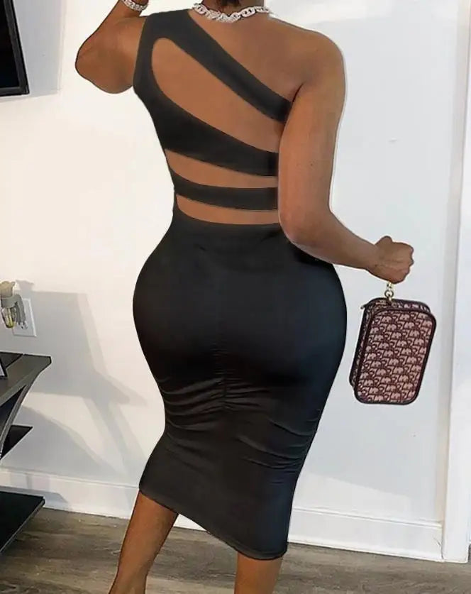 Women Sexy Cut Out Lace-Up Dress 2023 Summer Ladies Fashion Women's Zipper Design Sleeveless Midi Bodycon Lace-Up Dresses
