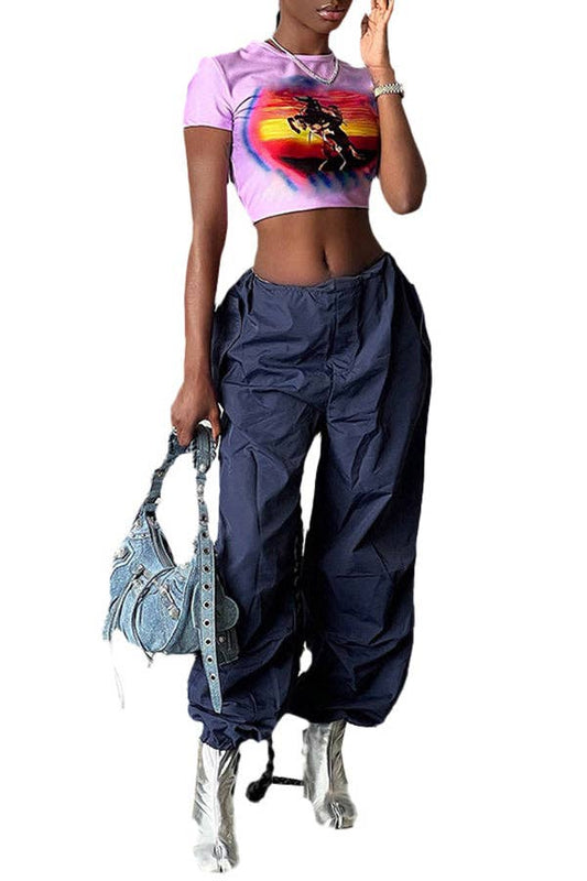 MB FASHION High-Waisted Drawstring Relaxed Fit Pants