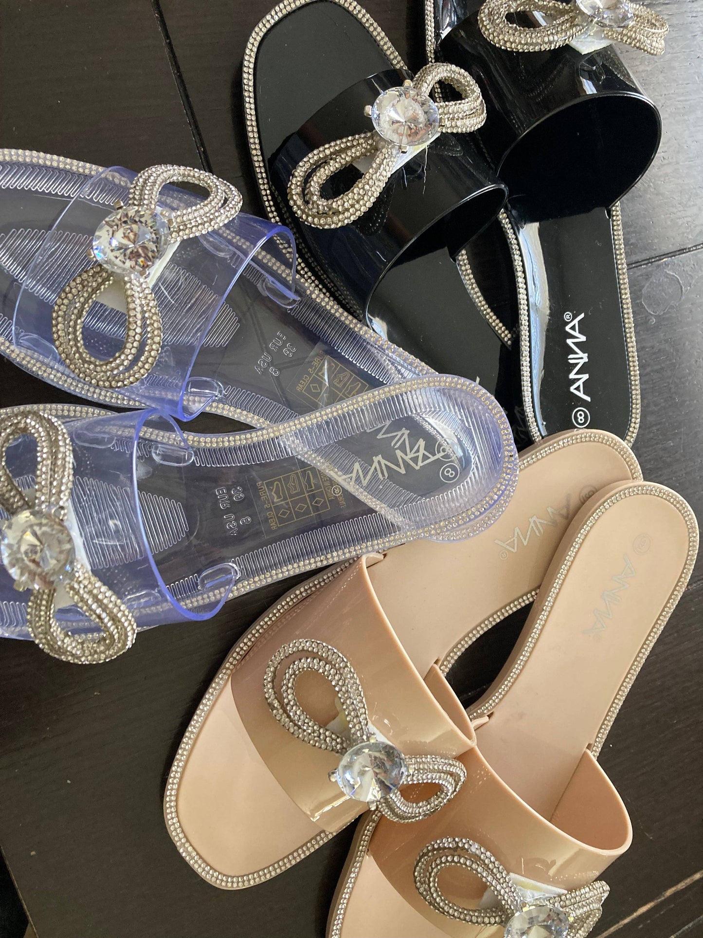 ANNA PURE JELLY RINESTONE SANDALS BLACK
