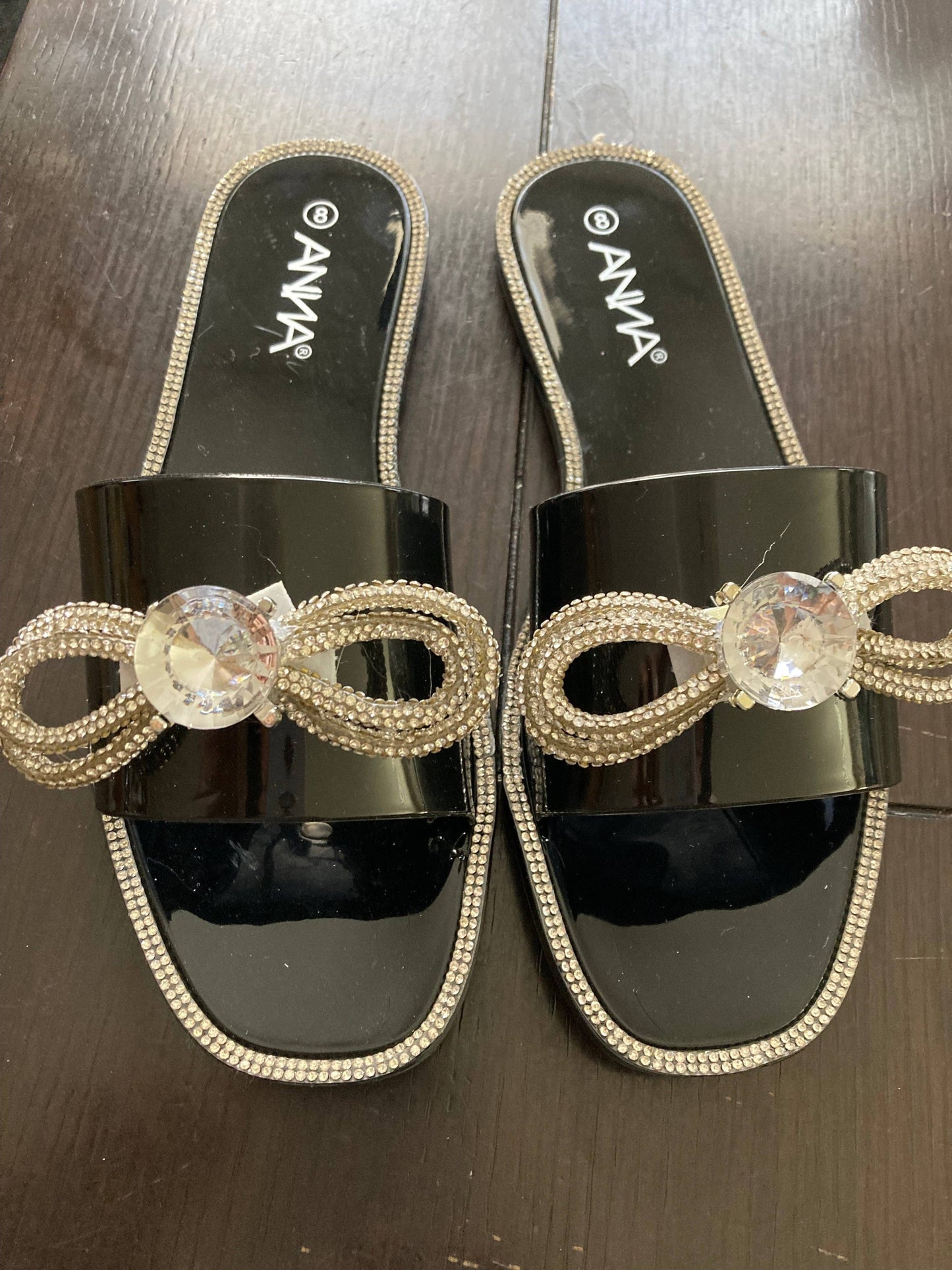 ANNA PURE JELLY RINESTONE SANDALS BLACK
